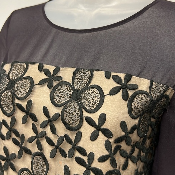 Erin Fetherston Sheer Overlay 3/4 Sleeve Shift Cocktail Dress Size 2 - Picture 5 of 11